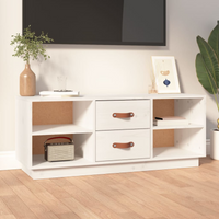 vidaXL TV Cabinet White 100x34x40 cm Solid Wood Pine