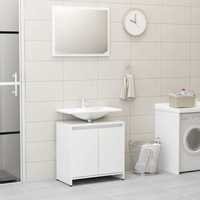 vidaXL Bathroom Furniture Set High Gloss White Engineered Wood