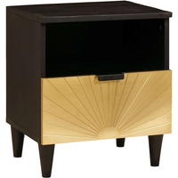 vidaXL Bedside Table Black and Gold 40 x 33 x 46 cm Solid mango wood