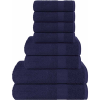 vidaXL 8 Piece Towel Set Navy Blue 360 gsm 100% Cotton