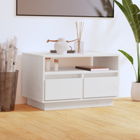 vidaXL TV Cabinet White 60x35x37 cm Solid Wood Pine