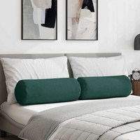 vidaXL Bolster Pillows 2 pcs Dark Green Ø 25 x 70 cm Fabric