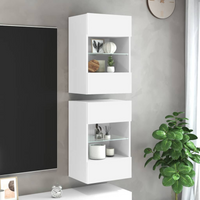 vidaXL Wall Cabinets with LED Lights for TV 2 pcs White 40x30x60.5 cm