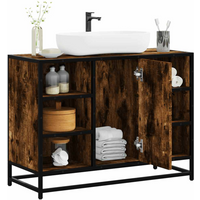 vidaXL Bathroom Sink Cabinet Smoked Oak 80x33x60 cm Engineered Wood