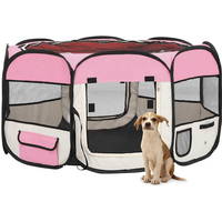 vidaXL Foldable Dog Playpen with Carrying Bag Pink 125x125x61 cm