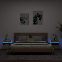 vidaXL Bedside Cabinets with LED Lights 2 pcs Sonoma Oak 40x39x48.5 cm
