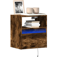 vidaXL TV Wall Cabinets with LED Lights 2 pcs Smoked Oak 41x31x45 cm
