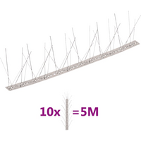 vidaXL 5-row Stainless Steel Bird & Pigeon Spikes Set of 10 5 m