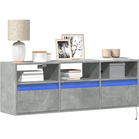 vidaXL TV Wall Cabinet with LED Lights Concrete Grey 130x31x45 cm