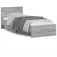vidaXL Bed Frame without Mattress with LED Lights Grey Sonoma 90x200 cm