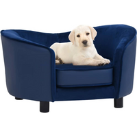 vidaXL Dog Sofa Blue 69x49x40 cm Plush and Faux Leather