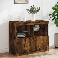 vidaXL Sideboard with LED Lights Smoked Oak 81x37x67 cm