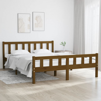 vidaXL Bed Frame without Mattress Honey Brown Solid Wood King Size