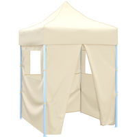 vidaXL Professional Folding Party Tent with 4 Sidewalls 2x2 m Steel Cream