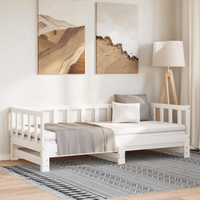 vidaXL Day Bed with Trundle without Mattress White 90x200 cm Solid Wood