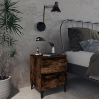 vidaXL Bed Cabinets with Metal Legs 2 pcs Smoked Oak 40x35x50 cm