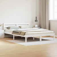 vidaXL Bed Frame White 225.5 x 165.5 x 69.5 cm Solid Pine Wood