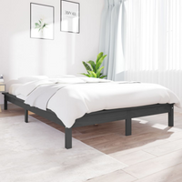 vidaXL Bed Frame without Mattress Grey Super King Size Solid Wood
