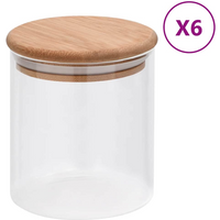 vidaXL Storage Glass Jars with Bamboo Lid 6 pcs 600 ml