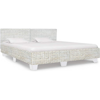 vidaXL Bed Frame without Mattress Grey Natural Rattan 180x200 cm Super King