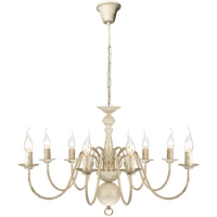 Antique White Metal Chandelier 8 x E14 Bulbs