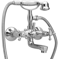 vidaXL 2-Handle Bathtub Faucet + Hand Shower Diverter Chrome Retro