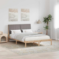 vidaXL Bed Frame with Headboard Taupe 140 x 200 cm Solid Pine Wood