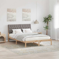vidaXL Bed Frame with Upholstered Headboard Brown 135 x 190 cm