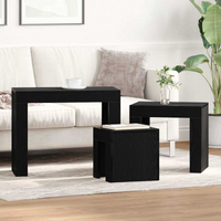vidaXL Nesting Tables 3 pcs Black Oak Engineered Wood