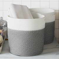 vidaXL Storage Baskets 2 pcs Grey and White Ø28x28 cm Cotton