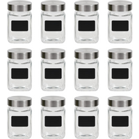 vidaXL Storage Jars with Sticker 12 pcs 300 ml