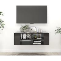 vidaXL Wall-Mounted TV Cabinet High Gloss Black 102x35x35 cm Engineered Wood