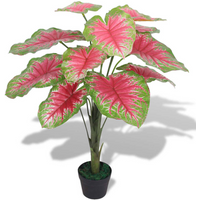 vidaXL Artificial Caladium Plant with Pot 85 cm Green and Red