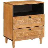 vidaXL Bedside Table Light brown 50 x 33 x 60 cm Solid mango wood