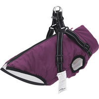 vidaXL Dog Coat with Harness Waterproof Reflective Purple M