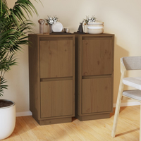 vidaXL Sideboards 2 pcs Honey Brown 31.5x34x75 cm Solid Wood Pine