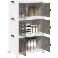 vidaXL Stackable Storage Box with Wheels 3-Tier 75 L 64x39.5x110.5 cm