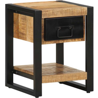 vidaXL Bedside Cabinet 35x34x45 cm Solid Rough Wood Mango