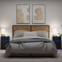 vidaXL LED Bedside Cabinet with Drawer 2 pcs Black oak 38 x 34 x 61 cm