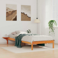 vidaXL Bed Frame with Side Tables Wax Brown 90 x 220 cm