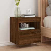 vidaXL TV Wall Cabinet with LED Lights Brown Oak 40x30x40 cm