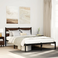 vidaXL Bed Frame without Mattress with Headboard Brown Oak 137x190 cm
