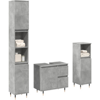 vidaXL 3 Piece Bathroom Furniture Set Concrete Grey Engineered Wood