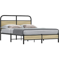 vidaXL Bed Frame without Mattress 135x190 cm Double Sonoma Oak Engineered Wood