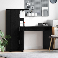 vidaXL Desk with Storage with Shelf 2 pcs Black oak Engineered wood