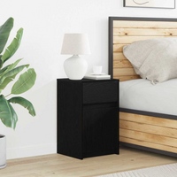 vidaXL LED Bedside Cabinet Black oak 38 x 34 x 61 cm Engineered wood