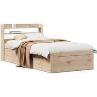 vidaXL Bed Frame with Headboard 90x190 cm Single Solid Wood Pine