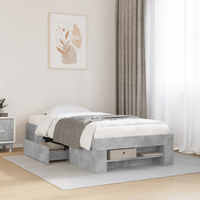 vidaXL Bed Frame without Mattress Concrete Grey 75x190cm Engineered Wood