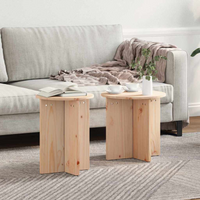 vidaXL Coffee Table 2 pcs Natural 41.5 x 41.5 x 41 cm Solid pine wood