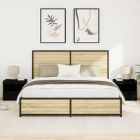 vidaXL Bedside Cabinet 2 pcs Black oak 50 x 40 x 45 cm Engineered wood